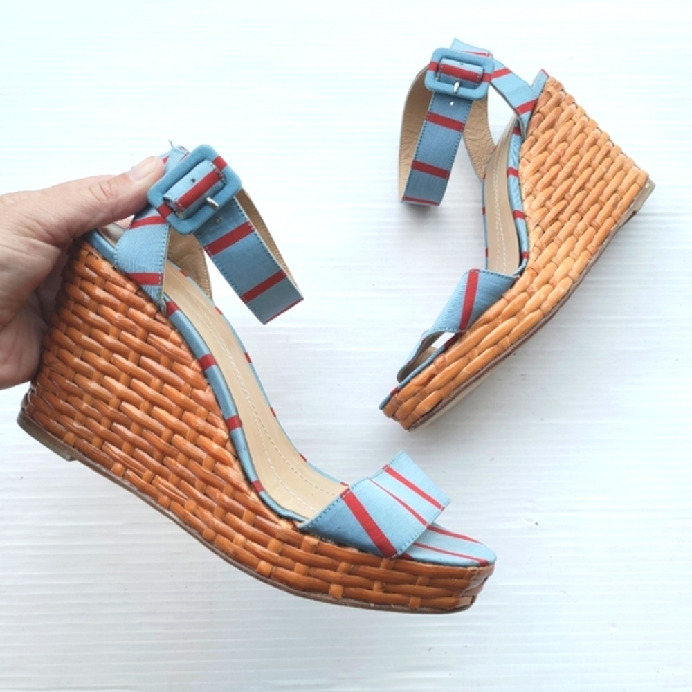 Kate Spade Cabana Basket Weave Platform Wedge Sandals Gem